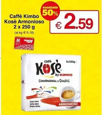 Sì con te Kimbo caffe kose armonioso 2 x 250 g offerta