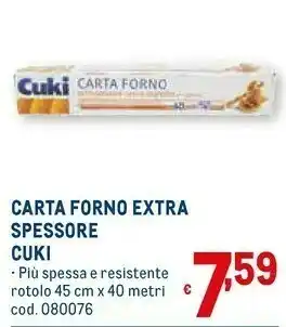 Metro Cuki Carta Forno Extra Spessore offerta