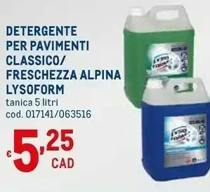 Metro Lysoform Detergente Per Pavimenti Classico offerta