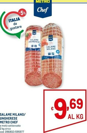 Metro chef Salame Milano/ Ungherese