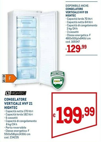Metro Hightec Congelatore Verticale HVF 09 offerta