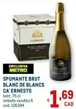 Metro Brut Ca'ernesto Blanc De Blancs 750ml offerta