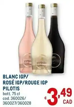 Metro Pilotis Rouge Igp 750ml offerta