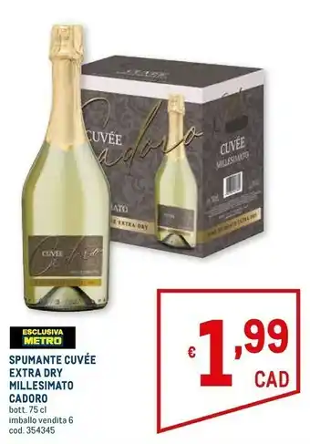 Metro Millesimato Spumante Cuvée Extra Dry Cadoro offerta