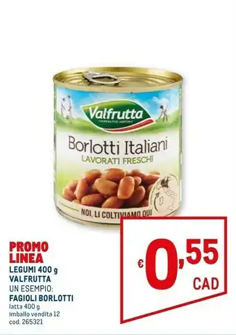 Metro Valfrutta Fagioli Borlotti Biologici 400 G(ml) offerta