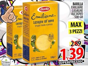 Il Genio Supermercato BARILLA EMILIANE LASAGNE ALL'UOVO 500 GR offerta