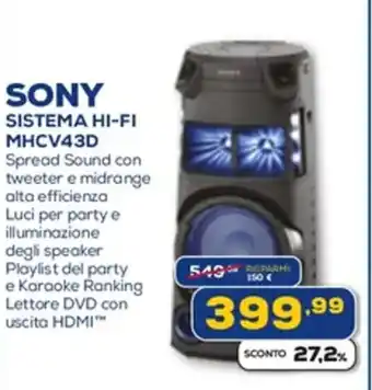 Euronics SONY SISTEMA HI-FI MHCV43D offerta