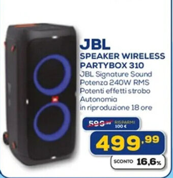 Euronics JBL SPEAKER WIRELESS PARTYBOX 310 offerta