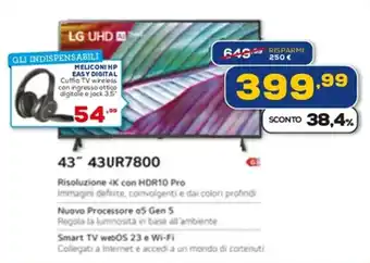 Euronics LG UHD 43" 43UR7800 offerta