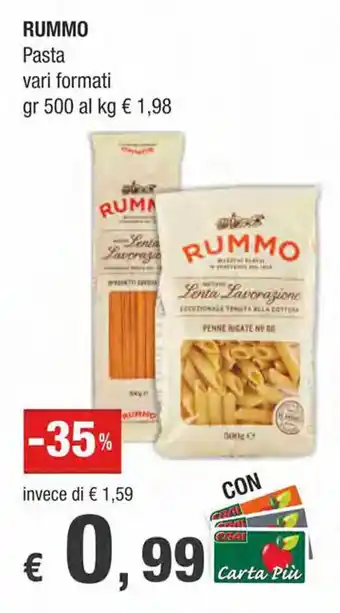 Crai RUMMO Pasta vari formati gr 500 offerta