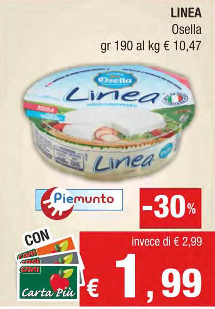 Crai LINEA Osella gr 190 offerta
