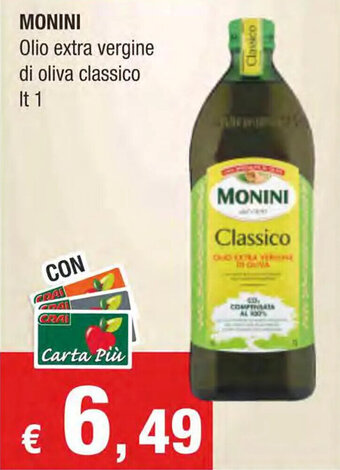 Crai MONINI Olio extra vergine di oliva classico lt 1 offerta
