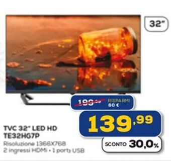 Euronics Techlife TVC 32" LED HD TE32HG7P offerta