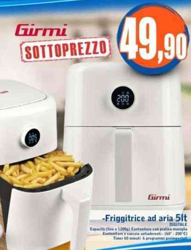 Giunigor Girmi SOTTOPREZZO -Friggitrice ad aria 5lt offerta