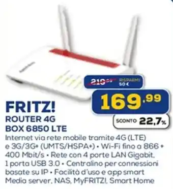 Euronics FRITZ! ROUTER 4G BOX 6850 LTE offerta