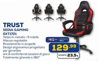 Euronics TRUST SEDIA GAMING GXT1701 offerta