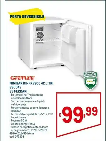 Metro G3 Ferrari G90042 Frigorifero Libera Installazione Bianco 42 L A offerta