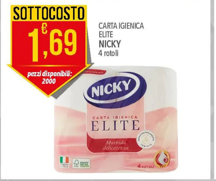 Iper Romagnolo CARTA IGIENICA ELITE NICKY 4 rotoli offerta