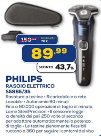 Euronics PHILIPS RASOIO ELETTRICO S5885/35 offerta