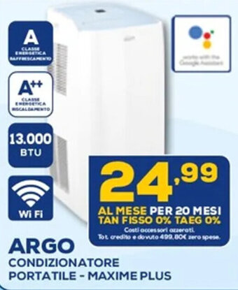 Euronics ARGO CONDIZIONATORE PORTATILE-MAXIME PLUS offerta