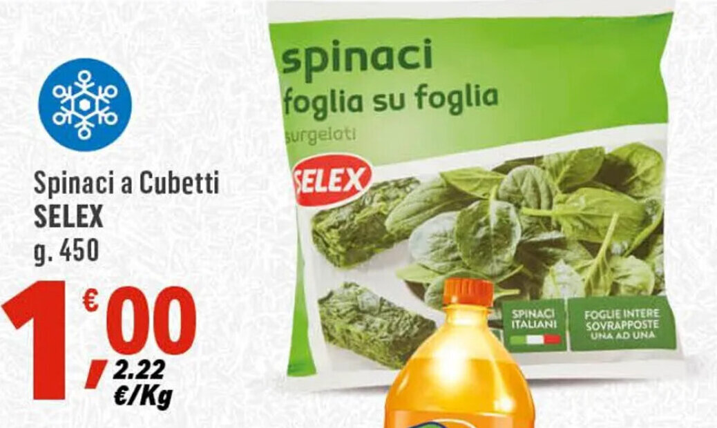 Supermercati Dok Spinaci a Cubetti SELEX g. 450 offerta