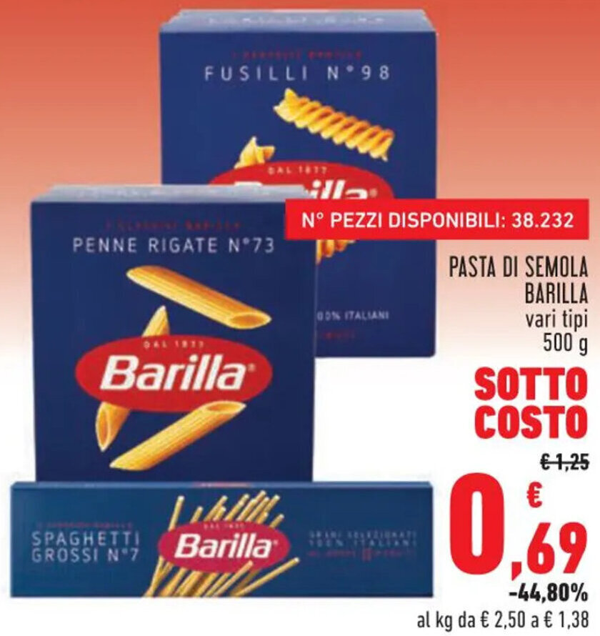 Conad Superstore PASTA DI SEMOLA BARILLA vari tipi 500 g offerta