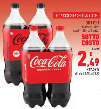 Conad Superstore COCA COLA classica, zero conf. 1,35 l x 2 pezzi offerta