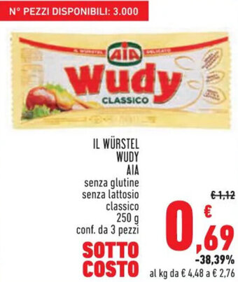 Conad Superstore IL WÜRSTEL WUDY AIA 250 g offerta