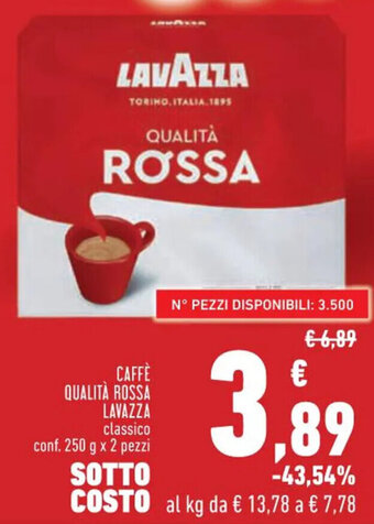 Conad Superstore CAFFÈ QUALITÀ ROSSA LAVAZZA classico conf. 250 g x 2 pezzi offerta