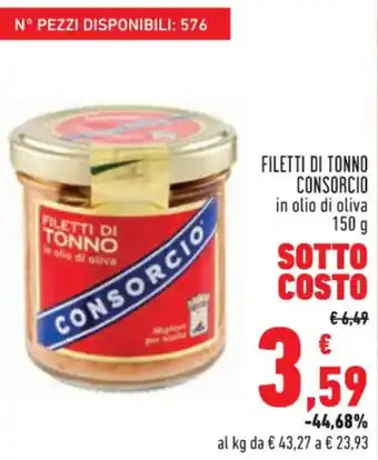 Conad Superstore FILETTI DI TONNO CONSORCIO in olio di oliva 150 g offerta