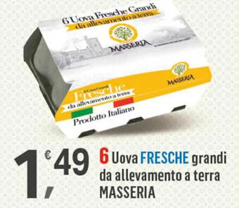Supermercati Dok 6 Uova Fresche Grandi da allevamento a terra MASSERIA offerta