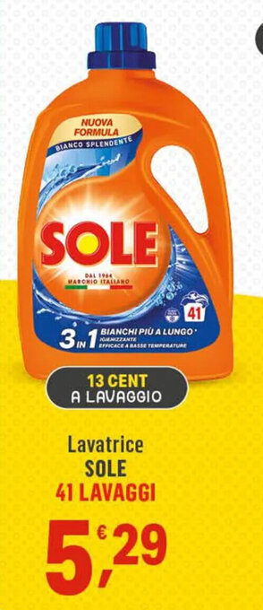 Supermercati Dok Lavatrice SOLE 41 LAVAGGI offerta
