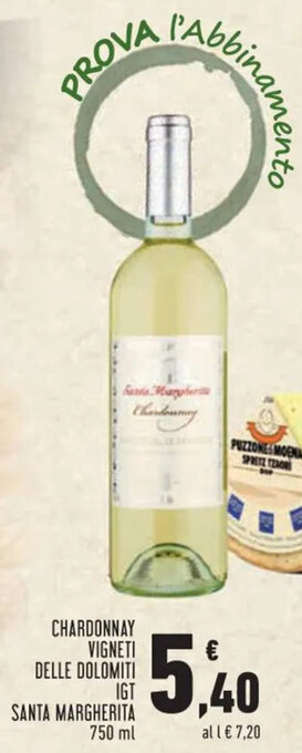 Conad Superstore CHARDONNAY VIGNETI DELLE DOLOMITI IGT SANTA MARGHERITA 750 ml offerta
