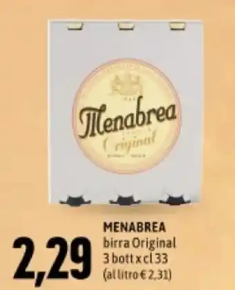 Madis MENABREA birra Original 3 bott x cl 33 offerta