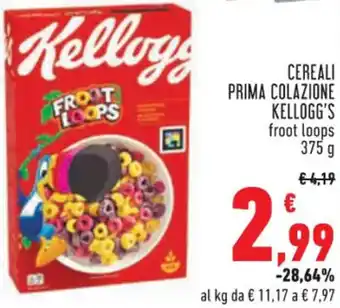 Conad Superstore CEREALI PRIMA COLAZIONE KELLOGG'S froot loops 375 g offerta