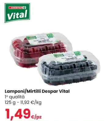Interspar Lamponi/Mirtilli Despar Vital 125 g offerta