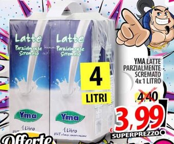 Il Genio Supermercato YMA LATTE PARZIALMENTE SCREMATO 4x 1 LITRO offerta