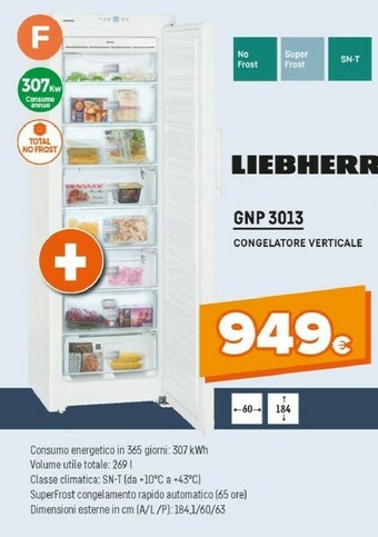 Expert Liebherr GNP 3013-21 Congelatore Libera Installazione Verticale Bianco 257 L A++ offerta