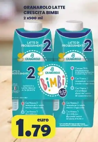 A Casa Mia GRANAROLO LATTE CRESCITA BIMBI 2 x500 ml offerta