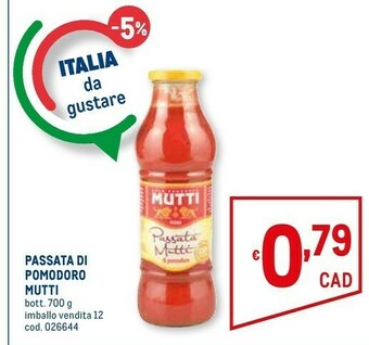 Metro Mutti Passata Di Pomodoro 700 G(ml) offerta