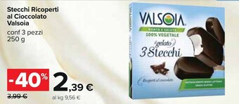 Carrefour Stecchi Ricoperti al Cioccolato Valsoia conf 3 pezzi 250 g offerta