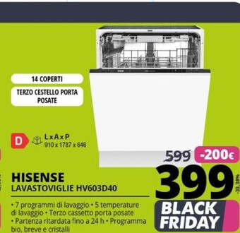 Comet Hisense lavastoviglie hv603d40 offerta