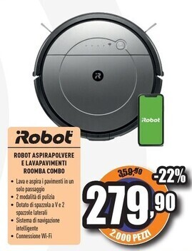 Unieuro Irobot robot aspirapolvere e lavapavimenti roomba combo offerta