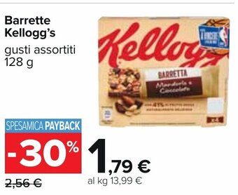 Carrefour Barrette Kellogg's gusti assortiti 128 g offerta