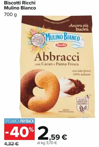 Carrefour Biscotti Ricchi Mulino Bianco 700 g offerta
