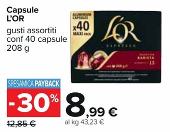 Carrefour Capsule L'OR gusti assortiti conf 40 capsule 208 g offerta