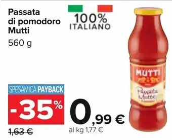 Carrefour Passata di pomodoro Mutti 560 g offerta