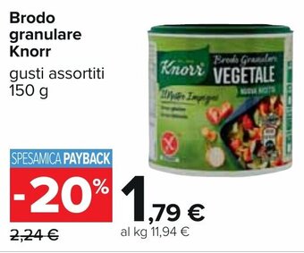 Carrefour Brodo granulare Knorr gusti assortiti 150 g offerta