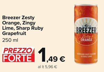 Breezer Zesty Orange, Zingy Lime, Sharp Ruby Grapefruit 250 ml