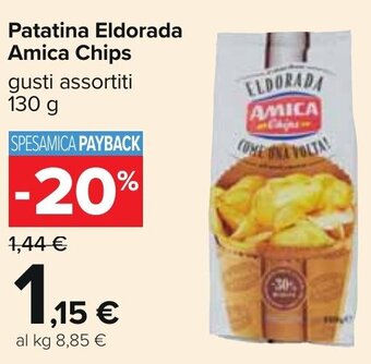 Carrefour Patatina Eldorada Amica Chips gusti assortiti 130 g offerta